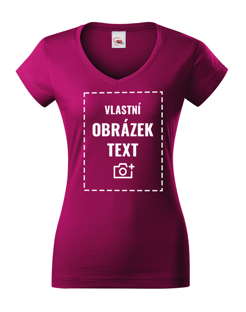 Dámské tričko s výstřihem do V s vlastním potiskem