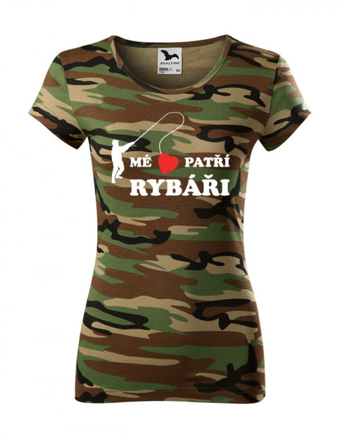Dámské rybářské tričko Mé srdce patří rybáři