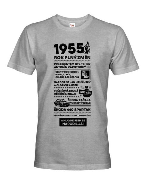 Pánské tričko narozeninové noviny 1955