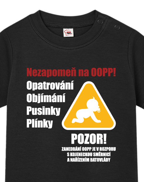 Tričko pro miminka s pravidly péče
