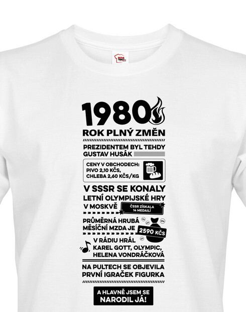 Pánské tričko narozeninové noviny 1980