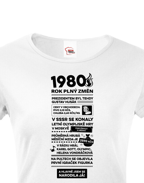 Dámské tričko narozeninové noviny 1980