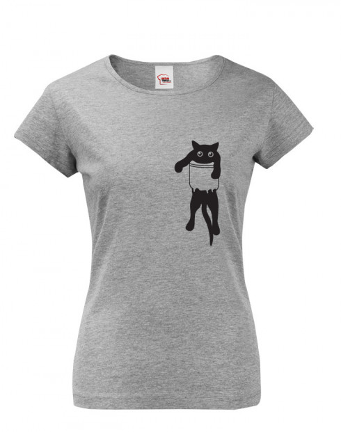 Dámské tričko s kočkou v kapse
