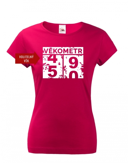 Dámské tričko Věkometr k 50. narozeninám