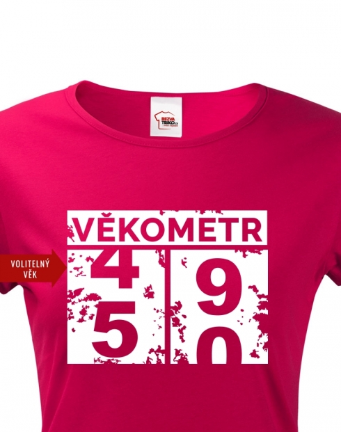 Dámské tričko Věkometr k 50. narozeninám
