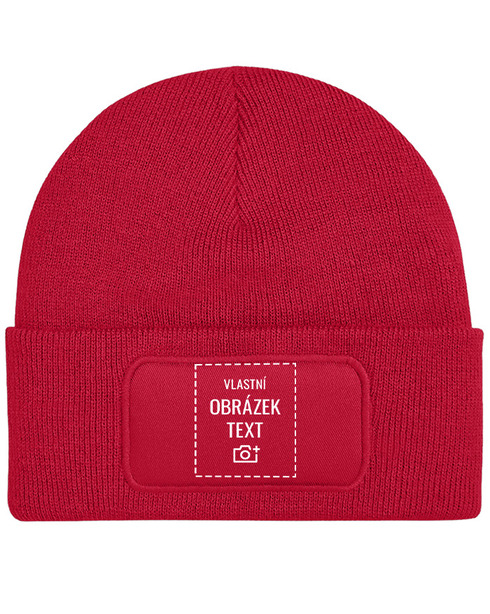 Čepice s obdélníkovou nášivkou a vlastním potiskem