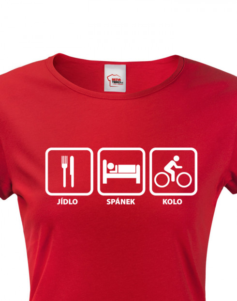 Dámské cyklo tričko Jídlo-spánek-kolo