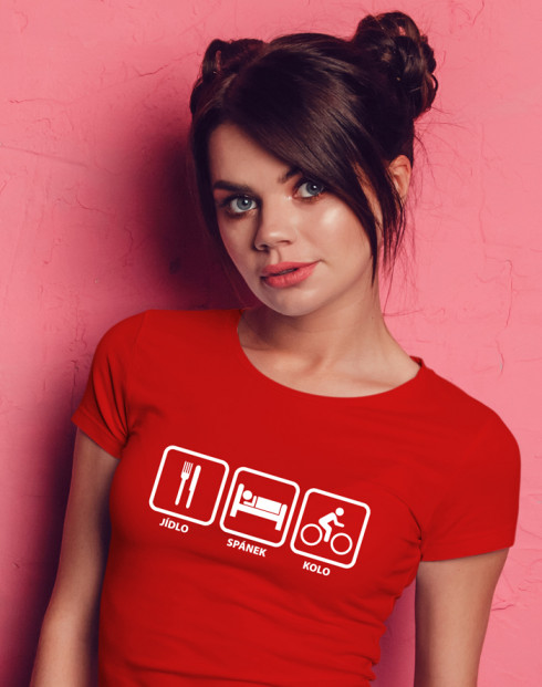 Dámské cyklo tričko Jídlo-spánek-kolo