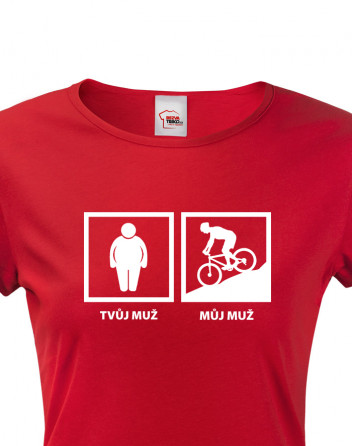 Dámské cyklo tričko Tvůj muž - můj muž