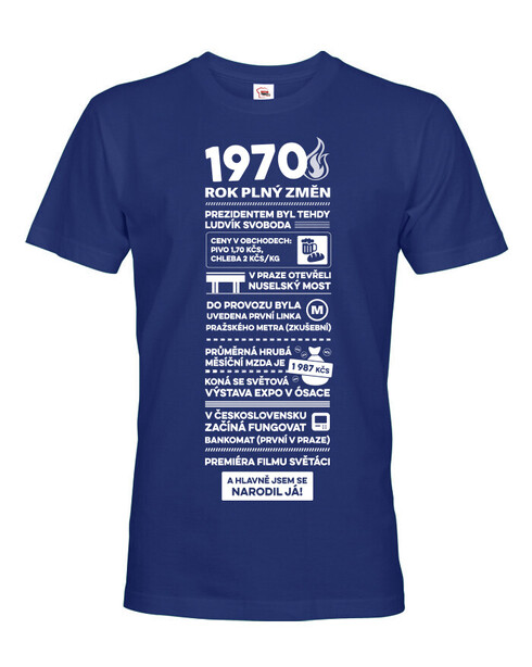 Pánské tričko narozeninové noviny 1970