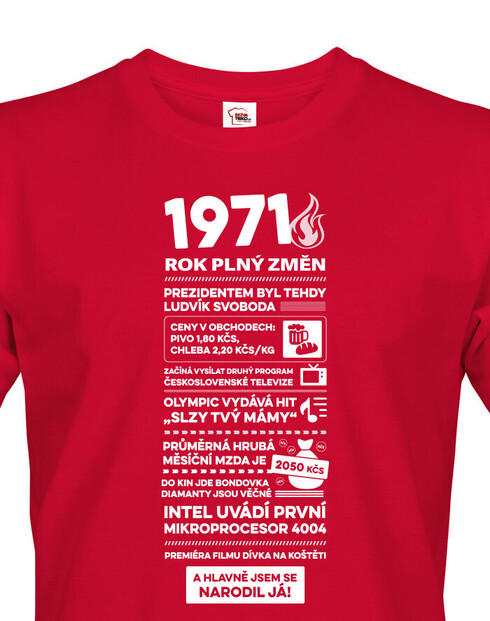 Pánské tričko narozeninové noviny 1971