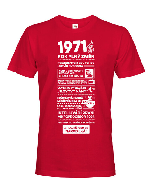Pánské tričko narozeninové noviny 1971