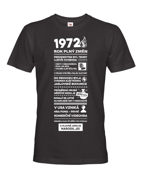 Pánské tričko narozeninové noviny 1972