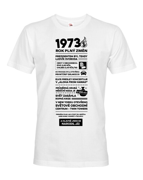 Pánské tričko narozeninové noviny 1973