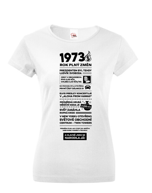 Dámské tričko narozeninové noviny 1973