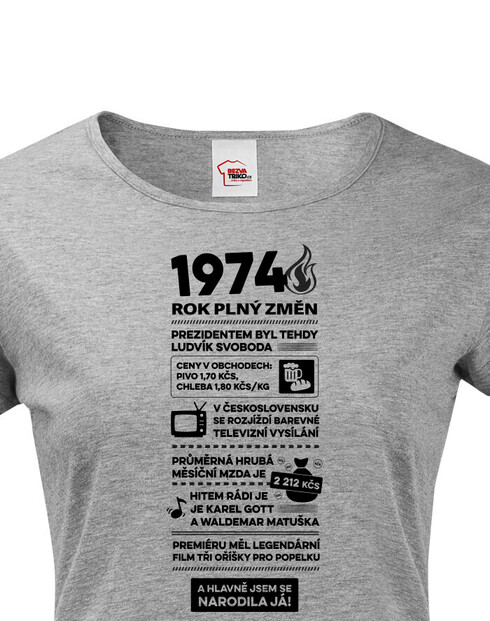 Dámské tričko narozeninové noviny 1974