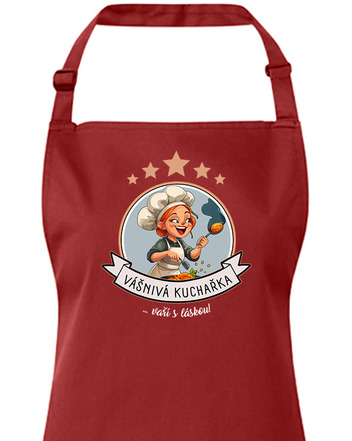 Zástěra s laclem Vášnivá kuchařka, vaří s láskou