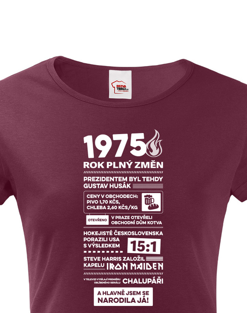 Dámské tričko narozeninové noviny 1975
