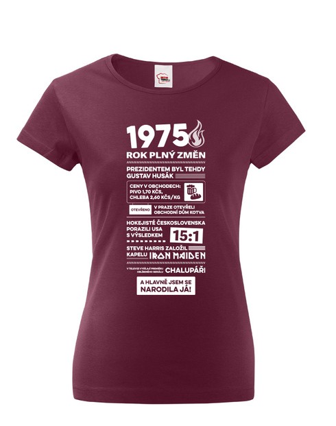 Dámské tričko narozeninové noviny 1975