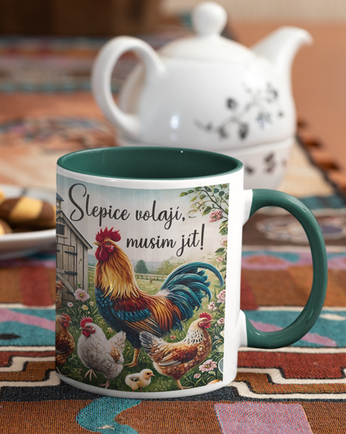 Keramický hrnek - Slepice volají Musím jít!