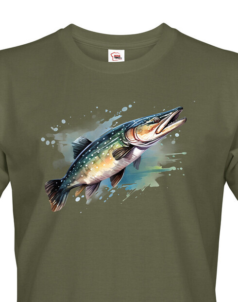 Tričko pro rybáře s motivem štiky