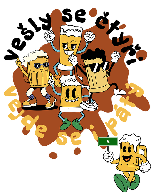 Úzký pivní půllitr - Vešly se čtyři, vejde se i pátý