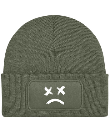 Čepice s obdélníkovou nášivkou Sad Face