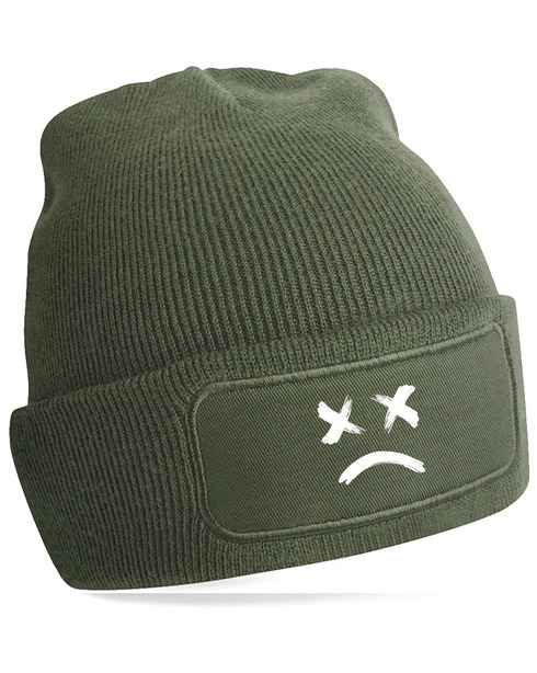 Čepice s obdélníkovou nášivkou Sad Face