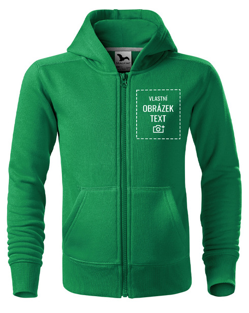 Dětská mikina na zip s kapucí a vlastním potiskem