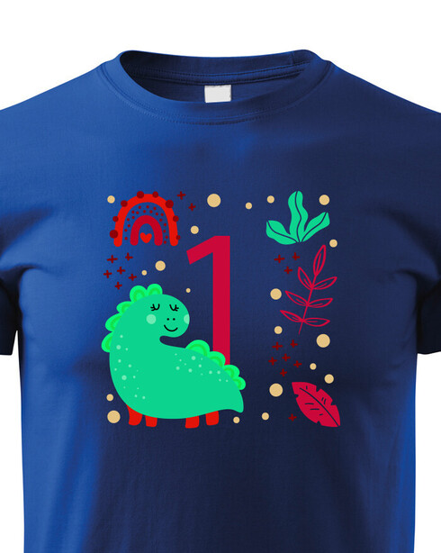 Dětské triko s volitelným věkem dinosaurus