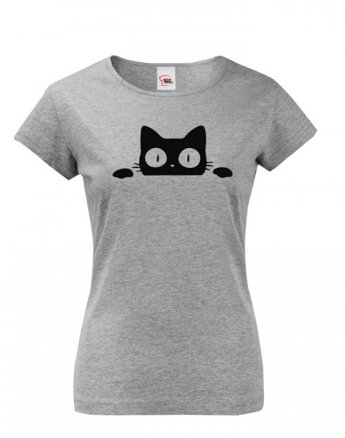 Dámské tričko s vykukující kočkou