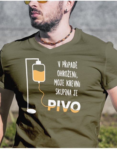 Tričko s pivním motivem Krevní skupina je pivo