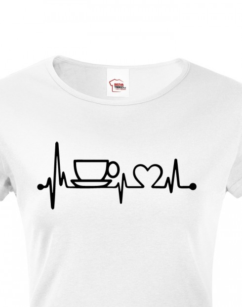 Dámské tričko Srdeční tep káva