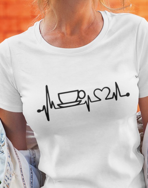 Dámské tričko Srdeční tep káva