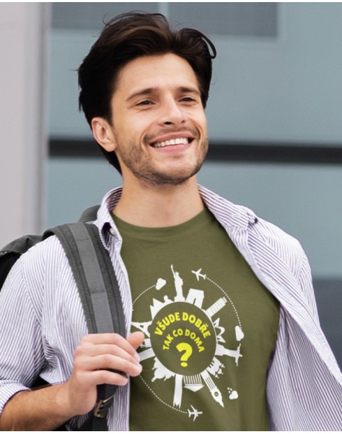 Pánské tričko pro cestovatele Všude dobře, tak co doma?