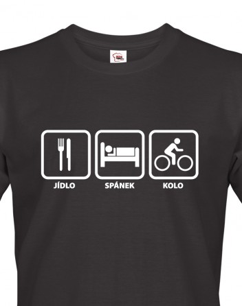 Pánské tričko pro cyklisty Jídlo-spánek-kolo