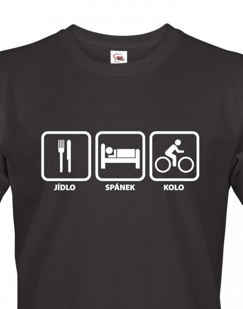 Pánské tričko pro cyklisty Jídlo-spánek-kolo