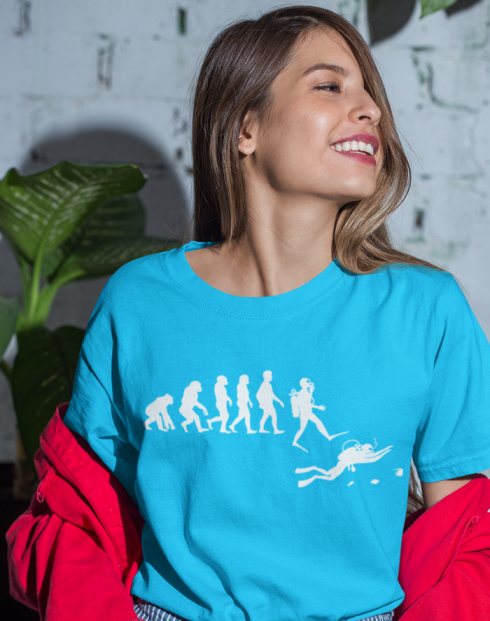 Dámské tričko - Evoluce potápění
