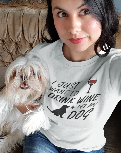 Dámské tričko - Drink wine and dog