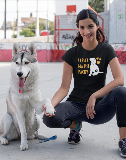 Dámské tričko -Štěstí má psí packy