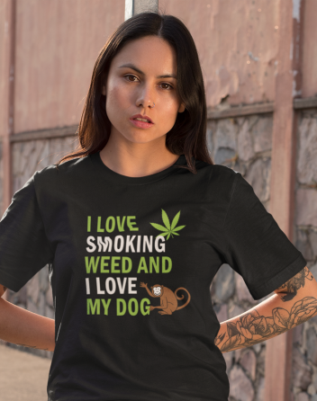 Dámské tričko - I love smoking weed and I love my dog