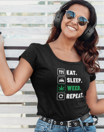Dámské tričko -Eat sleep weed repeat