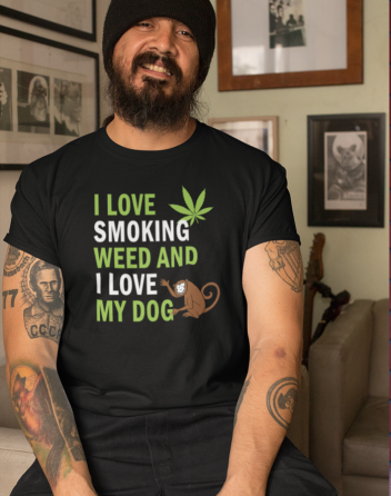 Pánské tričko - I love smoking weed and I love my dog
