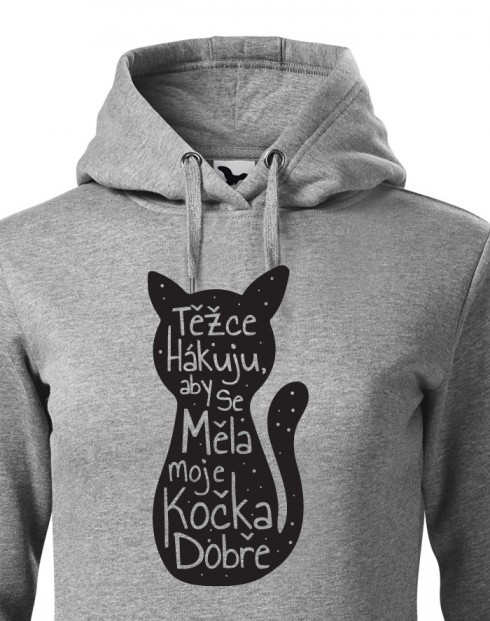 Dámská mikina s kočkou Těžce pracuji