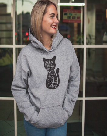Dámská mikina s kočkou Těžce pracuji