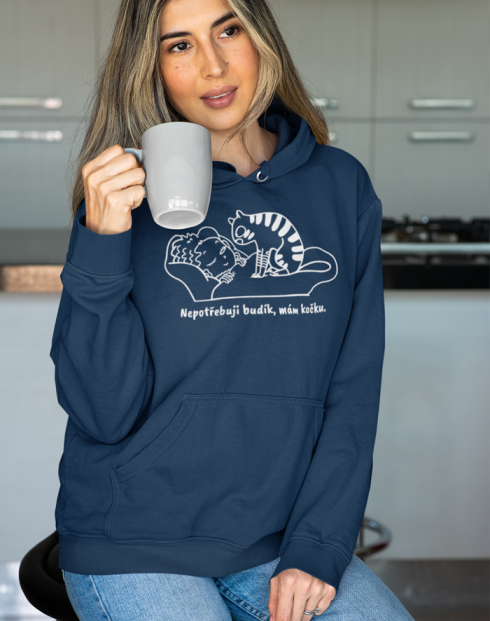 Dámská mikina Nepotřebuji budík, mám kočku