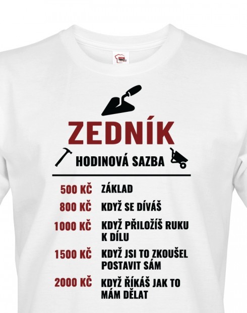 Pánské tričko - Hodinová sazba zedník