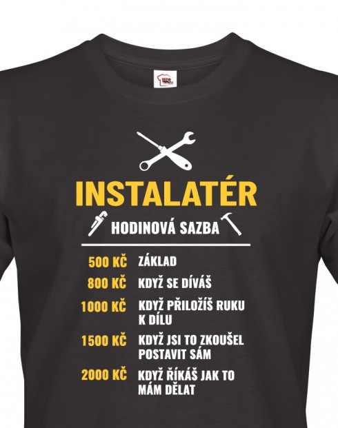 Pánské tričko - Hodinová sazba instalatér