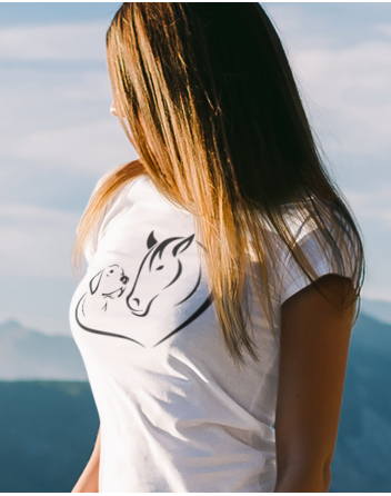 Dámské tričko Srdce kůň a pes