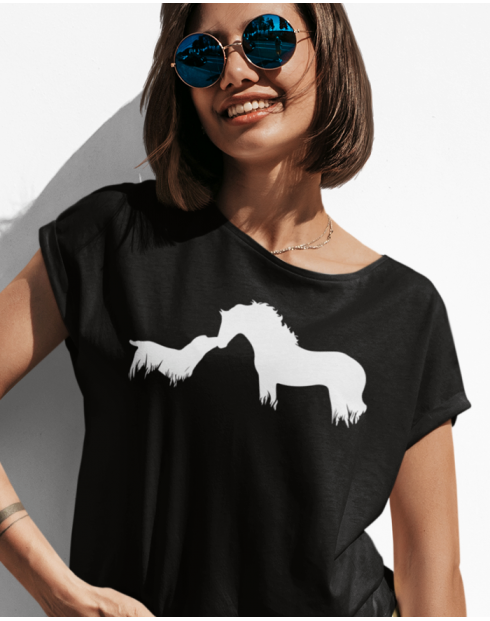 Dámské tričko Potisk kůň a pes